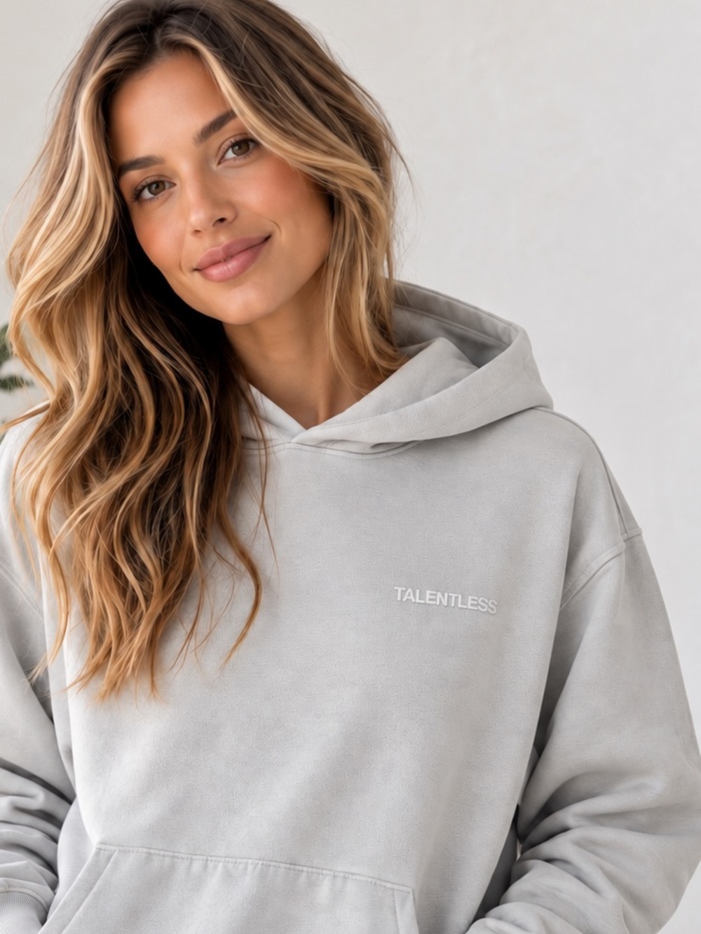 Talentless Gray Hoodie XS Minimalist Embroidered Streetwear Pullover